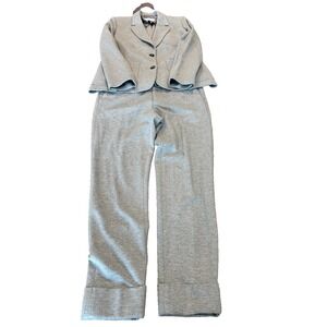 Closed gray womens coordinate suit blazer and pants with cuff size medium-large